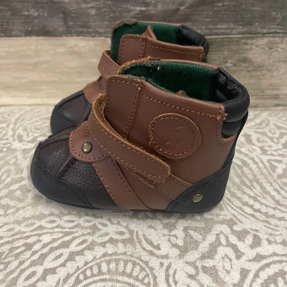 Polo Ralph Lauren Baby Boys Brown Conquered Crib Boots Size 3 USA RL100707